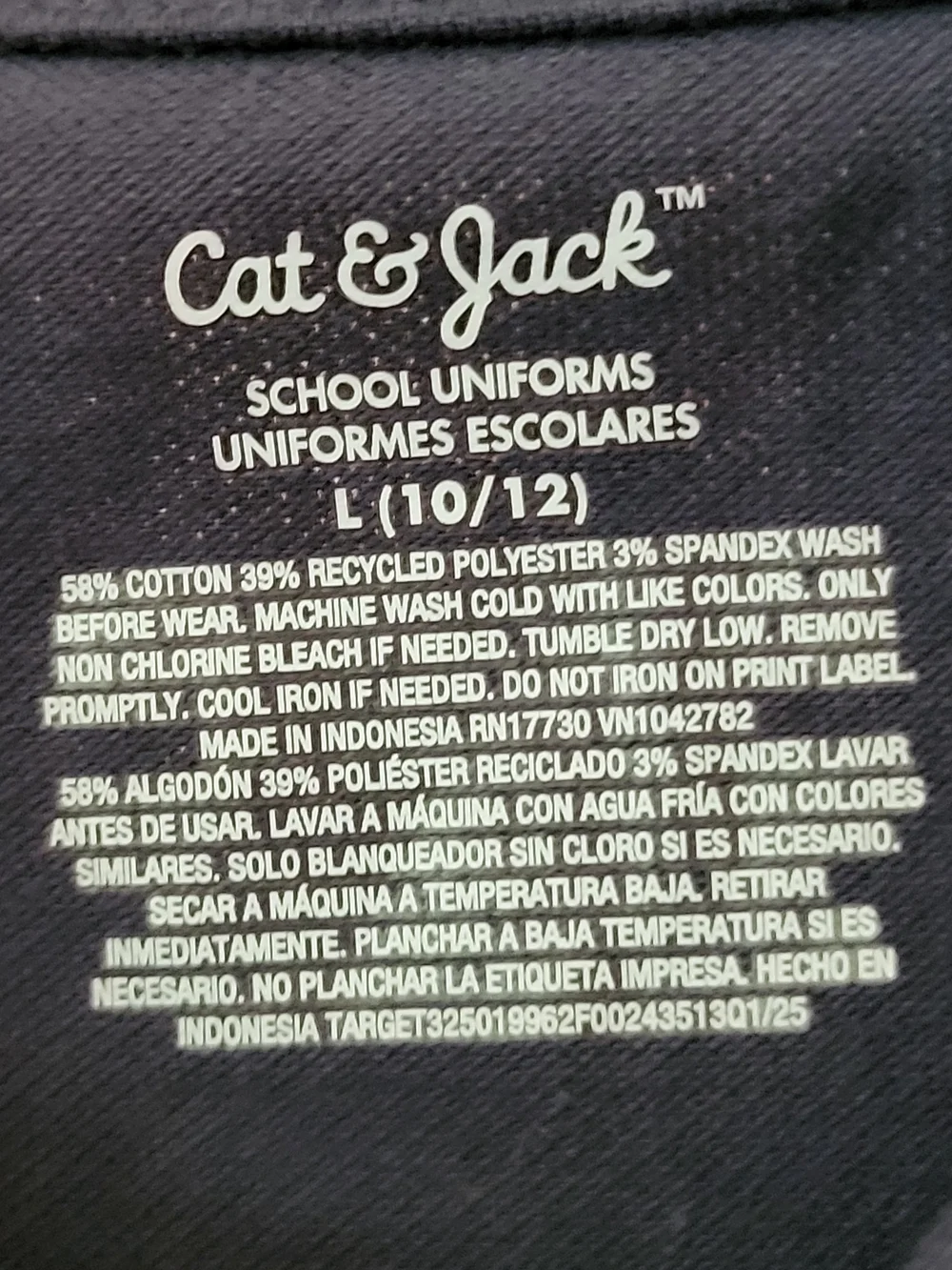 NWT Cat & Jack Kid's Navy Blue Short-Sleeve School Uniform Polo - Size L (10-12)